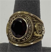 University of Minnesota 10k Gold Ruby Class Ring