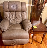 Leather Recliner & Table