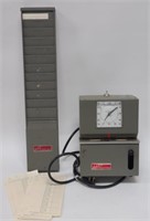Vintage Lathem Time Clock & Time Card Holder w/Key