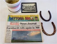 Daytona 500 Newspaper, Flower Pot, Horseshoes