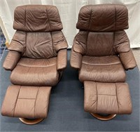 2 Stressless  Recliners with Ottomans