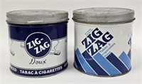 2 Vintage French Canadian Zig-Zag Tobacco Tins