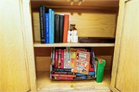(2) Shelves of Books, Scrabble Game and Bust