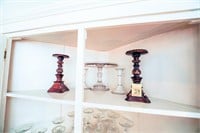 (2) Candle Holders, Cake Plate and (2) Lenox Glass