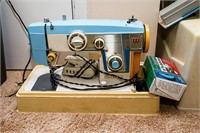 Portable White Sewing Machine Model #639 with