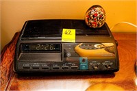 GE AM/FM Clock Radio and Glass Paperweight