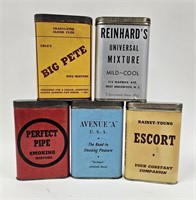 5 Vintage Paper Label Tobacco Pocket Tins