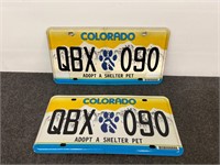 (2) Colorado Adopt A Shelter Pet License Plates
