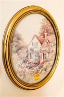 (3) Framed Pictures Including (1) Oval Country