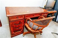Wood Office Desk and Wood Rolling Office Chair