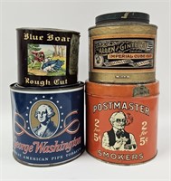 4 Vintage Tobacco Tin Cans