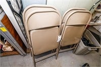 (4) Metal Folding Chairs and Plastic Tote (No LId)
