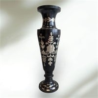 Metal Vase with Flower Details