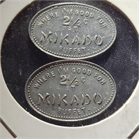 1910 & 1911 Coin 2½¢ Mikado Buffet Pensa & Solari