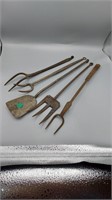 Five hand forged kitchen tools- cast iron