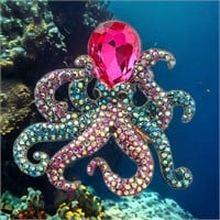 Sparkling Sea Life Octopus Brooch Pin