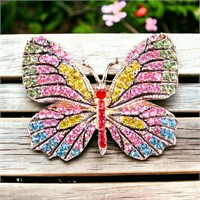 High Fashion Multi Color Flying Butterfly Brooch