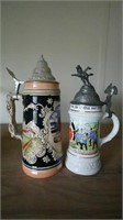 2- German Style Mug Beer Steins Ceramic