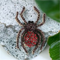 Trendy Red/Purple Tone Arachnid Spider Brooch