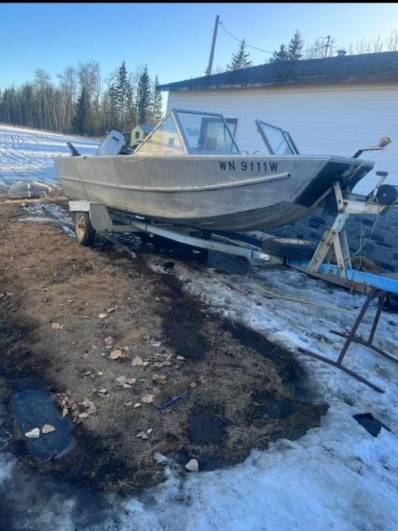 ALUMINUM 16' BOAT JET LEG 10HP JOHNSON