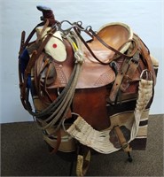 Vintage High Back tooled Western Saddle