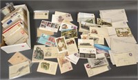 Group postcards, envelopes, stamps, real photo,