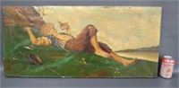 Antique G.G. Beedle Tom Sawyer type painting on