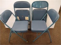 4 Spring Cushion blue folding chairs - Shapiro