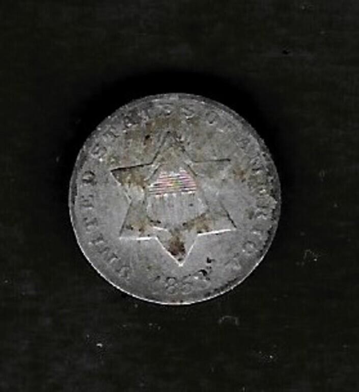 1853 Silver 3-Cent Piece (Trimes)