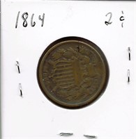 1864 2-Cent Piece, Large Motto