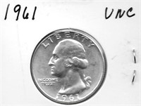 1961 Washington Silver Quarter Dollar, UNC.