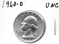 1960-D Washington Silver Quarter Dollar, UNC.