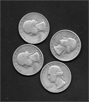 (4) Washington Silver Qtr. Dols; Vars. Yrs./Mints