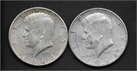 (2) 1964 JFK Silver Half Dollars