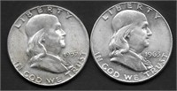 (2) Franklin Silver Half Dollars, 1955 & 1963