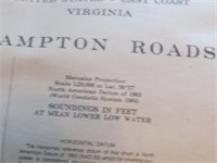 Hampton Roads Nautical Chart 36 x 48" 49th Ed.1990