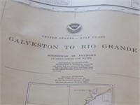 36 x 44" Nautical Map Galveston to Rio Grand