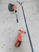 Pole saw and Black & Decker string trimmer no
