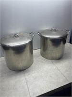 Pair of stainless steel stock pots
