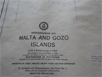 Nautical Map Malta & Gozo Islands 1977 9th Ed.