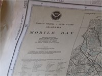 Mobile Bay 34 x 48" Nautical Map 38 Ed 1985