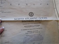 36 x 51" Nautical Map North Atlantic Ocean