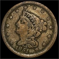 1851 Braided Hair Half Cent NICELY CIRCULATED