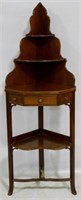 Period mahogany corner shelf w/ drawer