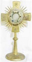 Brass starburst cross stand, 18" tall