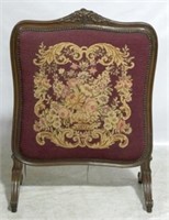 Victorian needlepoint fire screen