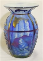 Signed Gibson Cameo art glass 6" vase