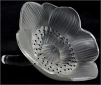 Lalique crystal flower paperweight, 3"