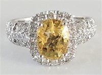 RARE Yellow Sapphire & Diamond ring APP $16,514