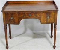 Mahogany burl front commode w/ gallery